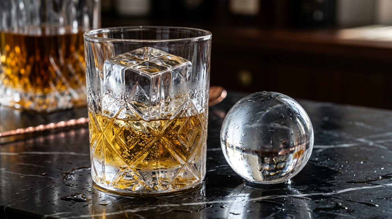 Kristallklares Eis (Clear Ice): 5x5 cm Würfel und Eiskugel für Cocktails